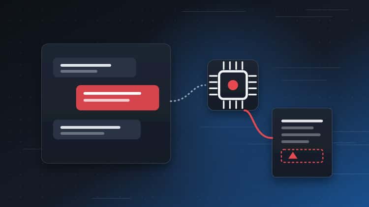 A chat window, a model chip and a fetched document with a hidden instruction inside it