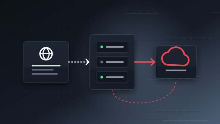 A request leaving a web server and looping back into the internal cloud network